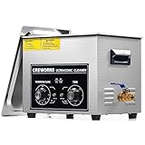 CREWORKS Ultraschallreinigungsgerät Edelstahl 10L Ultraschallreiniger mit Heizung Timer Ultrasonic Cleaner für Zahnprothesen Schmuck Brillen Uhren Gläser Ultraschall-Reinigungsgerät mit Knöpfen