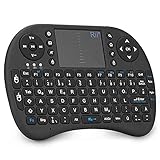 Rii i8 Mini Tastatur Wireless, Smart TV Tastatur, Kabellos Tastatur mit Touchpad, Mini Keyboard für Smart TV Fernbedienung/PC/PAD/Xbox 360/ PS3/Google Android TV Box/HTPC/IPTV (De Layout)