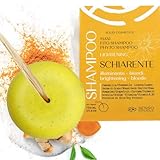 Senso Naturale Festes Shampoo Aufhellendes und Strahlend für Stumpfes Haar, Balancer für Leuchtend Goldene Highlights mit Kamille, Kurkuma, Zitrone, Ökologisch und Vegan, ph 4.5-5.5