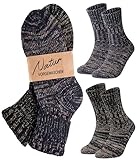 YESWEL Alpaka Socken Herren, Dicke Warme Wollsocken Wintersocken, Thermosocken Stricksocken 2 Paar （Mehrfarbig 01）