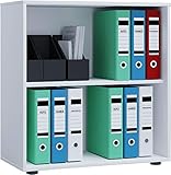 VCM Holzregal stehend | platzsparender Aktenschrank | Maße ca. B. 70 x H. 74 x T. 37 cm | Elegantes Regal stehend | Büroregal – Lona 2 Fach Weiß