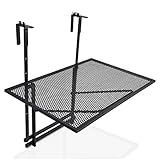 COSTWAY Balkontisch klappbar, Balkonhängetisch zum Einhängen, 5-Fach höhenverstellbar, Klapptisch aus Metall, rechteckiger Hängetisch für Balkon, 20 kg Tragfähigkeit, 60,5 x 40,5 cm, Schwarz