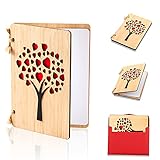 Karte Aus Holz Liebe, Karte Aus Bambus, Hochzeitskarten Jahrestag Karten für Sie, Handgemachte Valentinstagskarten Können Beschrieben Werden, Herz Karte Kommt mit Bindfaden, Papier und Umschlägen