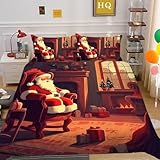 BSYYZQC Bettbezug 200x200 Geschenk, Bettwaesche Weihnachtsmann, Weich Atmungsaktiv Mikrofaser Bettwäsche Set mit Reißverschluss, 1 Bettbezüge und 2 Kissenbezüge 80x80 cm