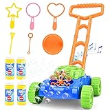 Sotodik Bubble Mäher für Kinder automatische Blase Rasen Maschine mit Musik klingt Outdoor Party Spielzeug für Kleinkinder mit 4 Flaschen Lösung und 6PCS Blase Zauberstäbe Set für Jungen & Mädchen.