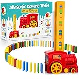 Atlasonix Domino Train Set - 80 Pcs Dominoes for Kids, Domino Train Toy Machine - Prepares Your Domino Rally Experience Automatically for Boys and Girls Age 3-8