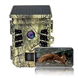 Ejoyous IP66 wasserdichte Wildkamera, Solarbetriebene Jagdkamera mit Nachtsicht, 32 MP WiFi Wildkamera für den Außenbereich