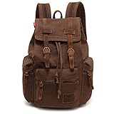 YuHan Unisex Vintage Casual Rucksack Canvas Rucksack Laptop Laptop MacBook Studenten Wandern Camping, braun, Mediam