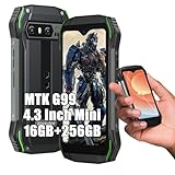 Blackview N6000 Outdoor Handy ohne Vertrag 2023, MTK G99 16GB+256GB, IP68 Android 13 4,3' HD+ Rugged Phone, 3880mAh 18W, 48MP+16MP, Dual SIM 4G Outdoor Smartphone ohne vertrag, NFC OTG GPS FM,Grün