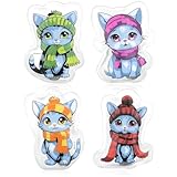 com-four® 4X Taschenwärmer wiederverwendbar - Handwärmer mit Katzen Motiv - Wärmepad für kalte Tage und für unterwegs - Wärmeknickkissen (04 Stück - Katze weiß)