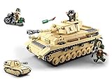 Sluban Klemmbausteine SL95565, WWII - Deutscher Panzer [M38-B0693], Spielset, Klemmbausteine, Soldaten, mit Spielfigur, Army WWII, Multi Color