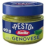 Barilla Pesto alla Genovese 1x90g | Glutenfreie Italienische Pasta-Sauce mit 100% italienischem Basilikum aus nachhaltiger Landwirtschaft und Parmigiano Reggiano, Nudel-Soße, grünes Pesto Verde