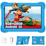 Kinder-Tablet, 10,1 Zoll, Touchscreen, Android, 12,8 GB RAM, 128 GB ROM, Kinder-Tablet, mit WLAN, Kindersicherung, FHD1280 x 800 Lernen, Google Play, 6000 mAh, Tablet mit Kid-Proof Schutzhülle (blau)