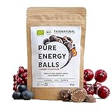 Fairnatural Energy-Balls BIO [1 Ball wirkt wie 1 Kaffee] » Alternative zu Energy-Riegel & Energy-Drink « Mit Guarana, Acai, Datteln - Natürlicher Booster mit Kirschgeschmack (80g)