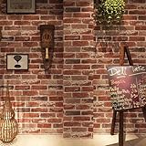 Trafagala Rot Backstein Stein Tapete Vliestapete Steinoptik Ziegelstein Tapete Steintapete 3D Optik Wandverkleidung Wohnzimmer Küche Fireplace Schlafzimmer