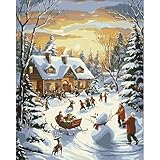 MAXBYE Malen Nach Zahlen Erwachsene, Paint by Numbers DIY Malen Nach Zahlen mit Pinseln und Acrylfarben, Weihnachten Handgemalt Leinwand Ölgemälde Kit für Home Decor Geschenk, Ohne Rahmen 40x50cm