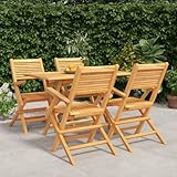 CINDERFUL Gartenmöbel Set 5-TLG. Garten-Essgruppe Massivholz Teak