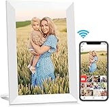 AEEZO WiFi Digitaler Bilderrahmen 10.1 Zoll,1280x800 IPS Touchscreen,32 GB Speicher,Automatische Drehung, Einfache Einrichtung zur Gemeinsamen Nutzung von Fotos und Videos (weiß)