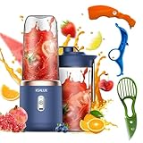 KSALUX - Tragbarer Standmixer mit 6 Klingen | 3 Zubehörteile | USB wiederaufladbar | 21.000 U/min | 400 ml | Smoothies, Shakes, Obst, Gemüse, Eiswürfel | leicht zu reinigen und zu verwenden | 1 Glas