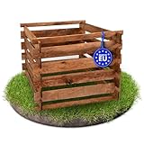 Gartenpirat Komposter Garten aus Holz – Mit Stecksystem für einfachen Aufbau – Witterungsbeständig & umweltfreundlich – 380 Liter – 90 x 90 x 70 cm