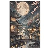 Japan Style Puzzle 1000 Teile, Holzpuzzle Herausforderndes GesKükenlichkeitsspiel Für Die Ganze Familie, Kinder Erwachsenenpuzzle Ab 12 Jahren （78×53cm）