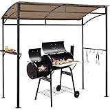 COSTWAY Grillpavillon wetterfest, Grillüberdachungen mit Seitenregal und Haken, Grillunterstand für Garten, Außenbereich, 216 x 108 x 211 cm