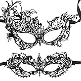 2 Stücke Venezianische Maske Damen,Maskenball Kostüm Schwarz Masken Augen,Karneval Schwarze Sexy Augenmaske,Spitze Mask,Frauen Maskerade Spitzenmaske für Masquerade,Women Ballmaske,Faschingsmasken