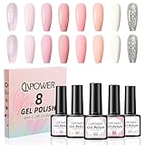 CIVPOWER UV Nagellack Set: 8 Farben Shellac Rosa Nudefarben Gel Nagellack Gellack für Gelnägel DIY Nail Art Kit - UV Gel Nail Polish Set für Nagel Design 8ML