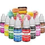 Lebensmittelfarbe - 8 Farben Flüssige Lebensmittel Set für Tortendeko, Backen, Ostereierfarbe, Hochkonzentrierte Food Coloring für Kuchendekoration, DIY Handwerk, Seifen - 10ml jeder