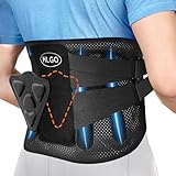 HLGO Rückenstützgürtel mit Stützstreben + 3D Lendenpolster, Rückenbandage Lendenwirbelgürtel für Damen/Herren, Bequem Atmungsaktiv Stabil, Lindern Schmerzen im unteren Rücken bei Arbeit/Sport (XL)