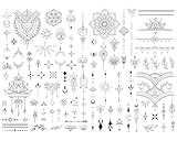 Sugeru 4 Bögen Temporäre Tattoos 2 Wochen, Fake Tattoos mit Coole Motive, Klebetattoos Erwachsene mit Welle, Wasserfeste Tattoo für Sommerparty, Strandparty, Fake Klebetattoos für Frauen Mann (D2)