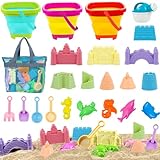 YUEJIDZ Sandspielzeug Strandspielzeug Kinder,23 Stück Strand Sandspielzeug Set mit Faltbarer Eimer,Netzbeutel Strand,Sand Schaufel,Sand Burg,Sandkasten Spielzeug für 3+Jahre Mädchen Junge