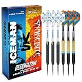 RED DRAGON Peter Wright 'Snakebite' v Gerwyn Price 'Iceman' DWC Steel Tip Dartset aus Messing mit Flights und Schäften