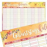 Geburtstagskalender mit Blumen-Motiv I DIN A3 I jahresunabhängig I Dauerkalender für Mädchen, Frauen, WG, die ganze Familie I dv432