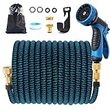 Jsdoin Gartenschlauch Flexibel 30m, Ausziehbare Garten Schlauch Dehnbarer mit 10 Funktions Gartenbrause, 1/2' 3/4' Adapter für Wasserschlauch Flexibler Garden Hose