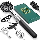 Rückenkratzer Ausziehbarer mit 5 abnehmbaren Kratzköpfen, Verstärktem Griff aus Edelstahl, im Geschenkset – ideal für Männer, Väter und Frauen (schwarz)