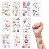 10 Blatt Leuchtende Temporäre Tattoos für Kinder Osterkorb Taschen Füller,Leuchtende temporäre Tattoos für Kinder Osterdekorationen,Temporäre Oster-Tattoos,Tattoos Kinder,Osteraufkleber