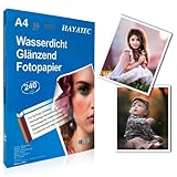 50 Blatt Fotopapier A4 hoch glänzend Tintenstrahldrucker 240g/m² Fotopapier Fotokarten Photokarten Sofort Trocken Wasserfest Hochweiß Fotoblätter