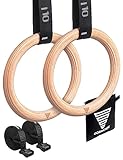 GORNATION Turnringe Holz, Gym Rings, Ringe für Calisthenics, Turnen, Fitness, Sport, Olympische Gymnastikringe mit Gurten & Tasche für Indoor & Outdoor Training