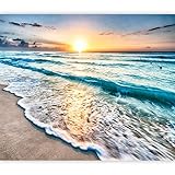 murando Fototapete Strand und Meer 350x256 cm Vlies Tapeten Wandtapete XXL Moderne Wanddeko Design Wand Dekoration Wohnzimmer Schlafzimmer Büro Flur Sonnenuntergang Landschaft Natur c-B-0552-a-a