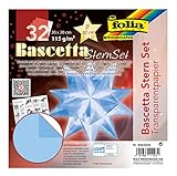 folia 830/2020 - Bastelset Bascetta Stern, Transparent hellblau, 20 x 20 cm, 32 Blatt, fertige Größe des Papiersterns ca. 30 cm, mit ausführlicher Anleitung - ideal zur zeitlosen Dekoration
