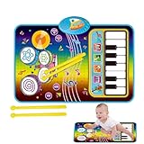 Klaviermatte für Musikklavier, Bodenmatte für elektronische Klavier, Entwicklung mit 2 Trommelstöcken, Früherziehungsmatte für Weihnachten, Geburtstag, Feiertag