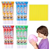 Magic Bubble Glue,12 Set Kids Elastic Blowt Ballons mit Stroh,Super Elastic Bubble Plastic,Mitgebsel,Spiele für Draußen
