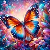 Orange Schmetterling Blume Puzzle 300 Teile, Impossible Puzzles Erwachsene 300 Teile, Lernspiel Herausforderung Spielzeug, Farbenfrohes Legespiel für Home Dekoration