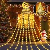 Possily Christbaumbeleuchtung Lichterkette Christmas 3,5M 9 Stränge 346 LED Weihnachtsbaum Lichterkette mit Topper Stern 8 Modi Wasserdichte Lichterkette für Weihnachtsbaum Weihnachtsdeko Außen Innen