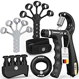 FUNFLEX Handtrainer Fingertrainer, Verstellbares Griffkraft Trainer Set -5-Teilig- Unterarmtrainer, Fingerstrecker Neopren Handgelenk Band - Finger Grifftrainer - Grip Ring, Hand & Unterarm Training