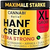 HANF CREME EXTRA STARK 300ml | Gelenk & Muskel Premium Ultra Konzentrierte Naturcreme | Nacken Schultern Ellbogen Rücken Hüften Knie Handgelenke Hände Füße Knöchel | Hanföl Kampfer Menthol Rosmarin