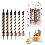 36 Stück Kerzen Geburtstag Schwarzes Gold, 9cm Große Skinny Geburtstagskerzen, Dünne Lange Geburtstagskerzen, Kuchenkerzen mit Halter, Dekoration Cupcake Kerzen für Hochzeiten Weihnachten Party