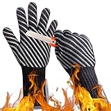 HandLove Aramid Grillhandschuhe Hitzebeständig bis 800°C, Ofenhandschuhe Topfhandschuhe Feuerfeste Handschuhe BBQ Handschuhe Kochhandschuhe Backhandschuhe Backofenhandschuhe, Innenfutter aus Baumwolle