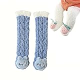 Baby Coral Fleece Kniestrümpfe, Kinder Winter warme Fuzzy Socken, dicke Wintersocken für Baby Kind (Blue)
